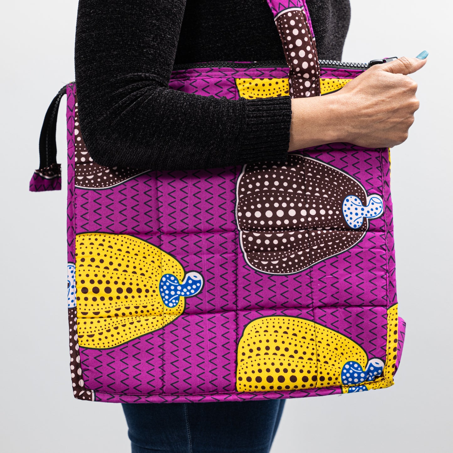 Large Purple African Print Handbag