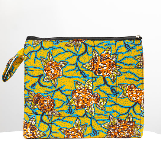 Yellow, Blue, and Orange African Print Laptop Case/Clutch