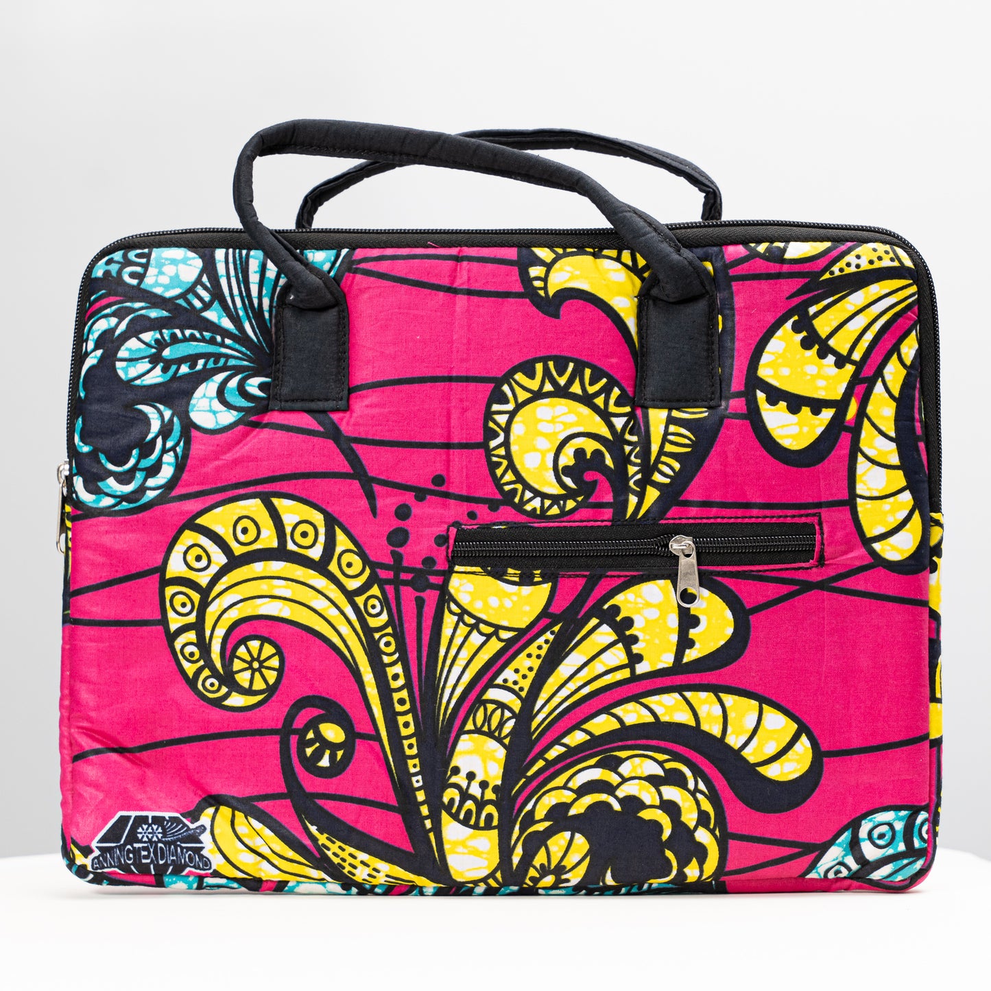 Pink and Yellow African Print Laptop Case/Handbag
